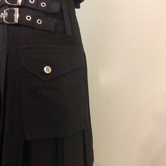 017 Modern Kilts Black Punk 2 Big Pockets 3 Buckles Heavy Cotton Sz 28 - Picture 12 of 14